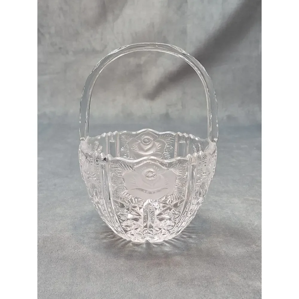 Annahutte Bleikristall Cut Crystal 24% lead Glass Basket Vintage